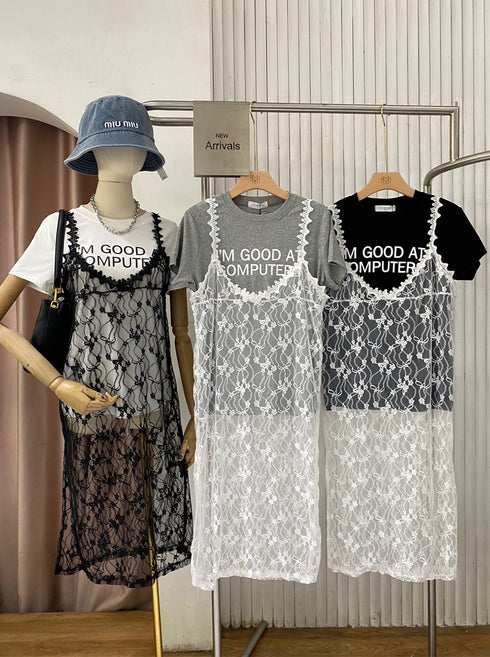 Summer Stylist T-Shirts  With Lacey Dresses